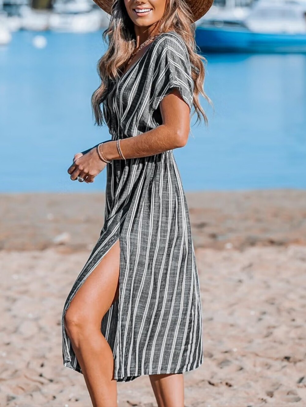 NWT Cupshe Striped Shoreline Cover-Up Dress Size Medium